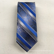 Business Wholesale Your Own Brand Sliver Floral Stripe Woven Jacquard Silk Tie